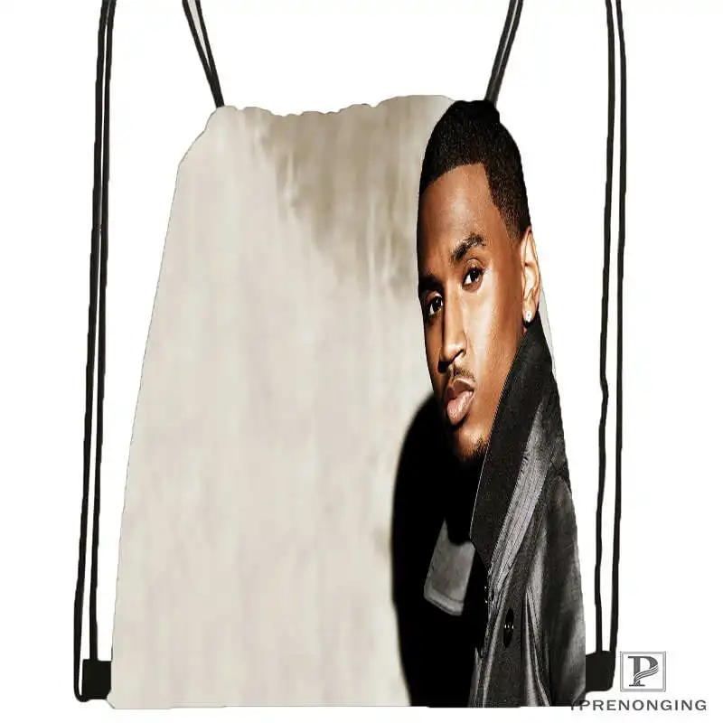 Drawstring Backpack Индивидуальная походная сумка на шнурке Trey-Songz-Atlantic для мужчин и женщин, милый детский рюкзак(черная спинка) 31x40 см#20180611-03-149 - Цвет: Drawstring Backpack