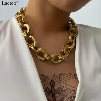 Lacteo Gothic Punk Double Layered Chain Choker Necklace for Women Hip Hop Thick Chunky Cross Chain Charm Necklace Jewelry Gifts