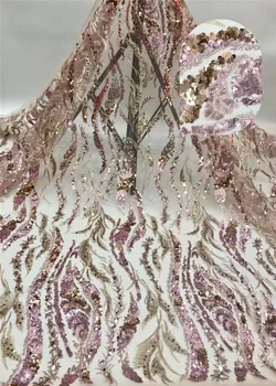 

New design 1BZL-20.41106 sequins 2020 New High quality African tulle lace French net lace fabric with Sequins for party