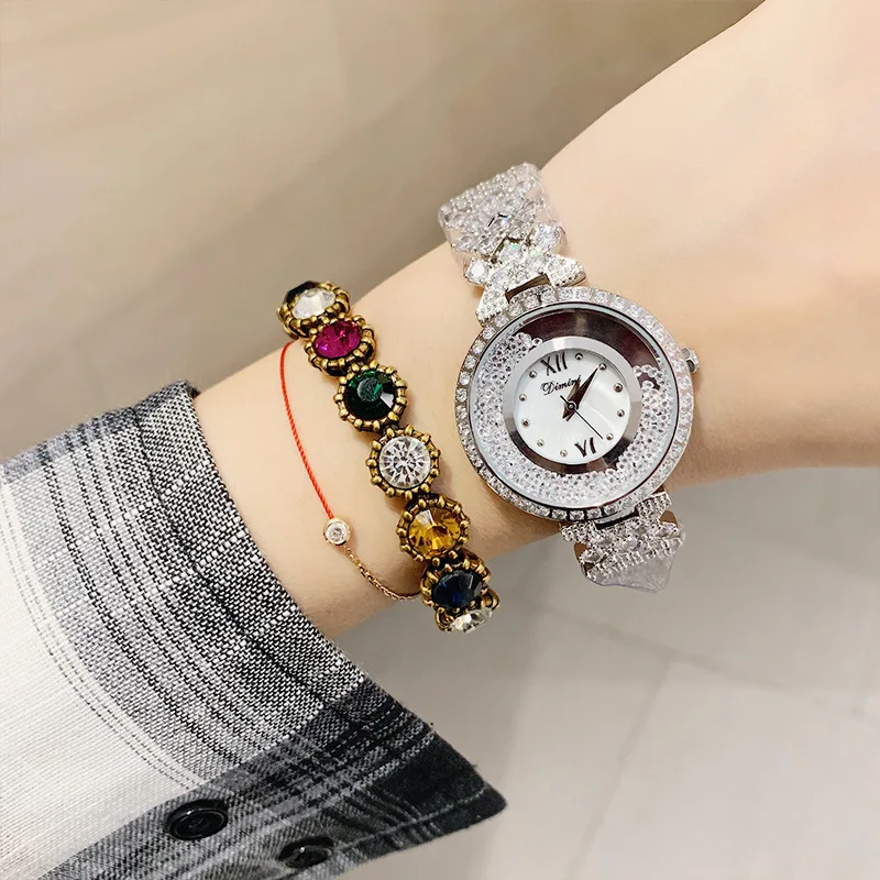 silver Horloges vrouwen женские часы с бриллиантами, женские кварцевые часы для подиума, женские наручные часы с браслетом, женские часы, relojes mujer - Цвет: silver