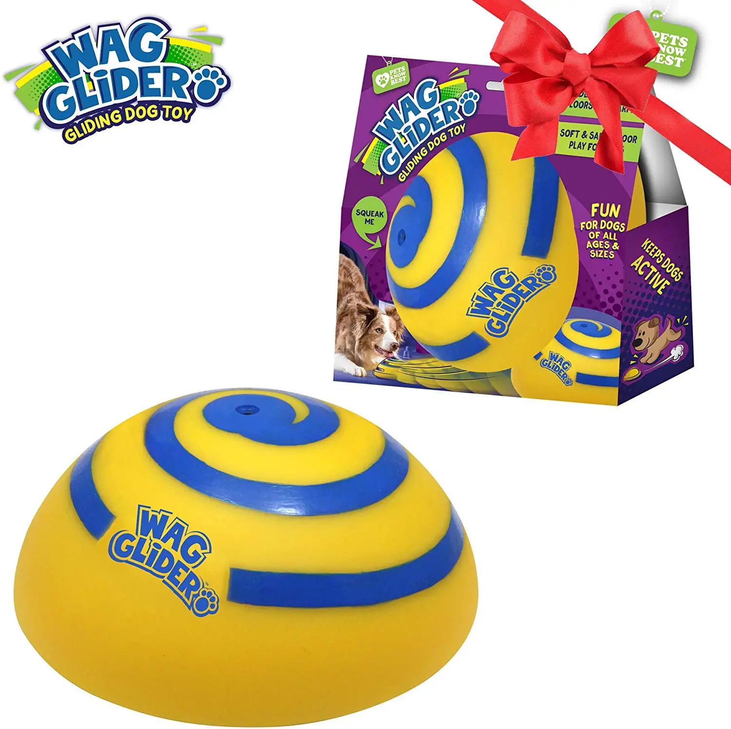 

DROPSHIP 2020 New Hot Sale Wag Sliding Gliding Dog Toy Glider Built in Squeaker