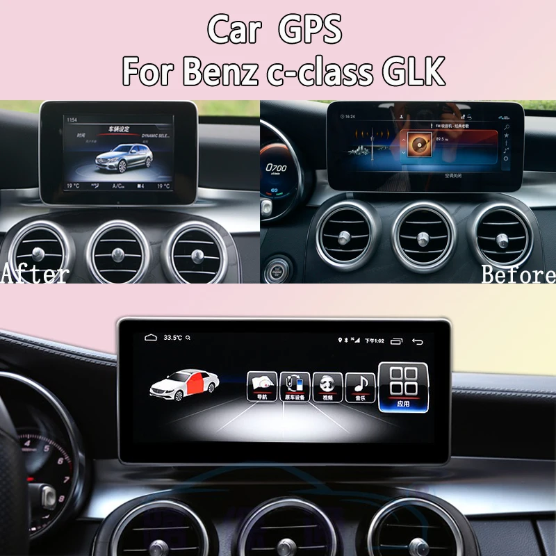10,2" Android 9,0 2+ 32GB Автомобильный dvd-плеер gps навигация для Mercedes-Benz C GLK класс 2008