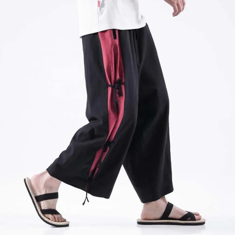 

Fashion Cotton Linen Wide-Leg Pants Men Chinese Style Casual Jogging Pants Large 5Xl High Quality Sweatpants Men Pants
