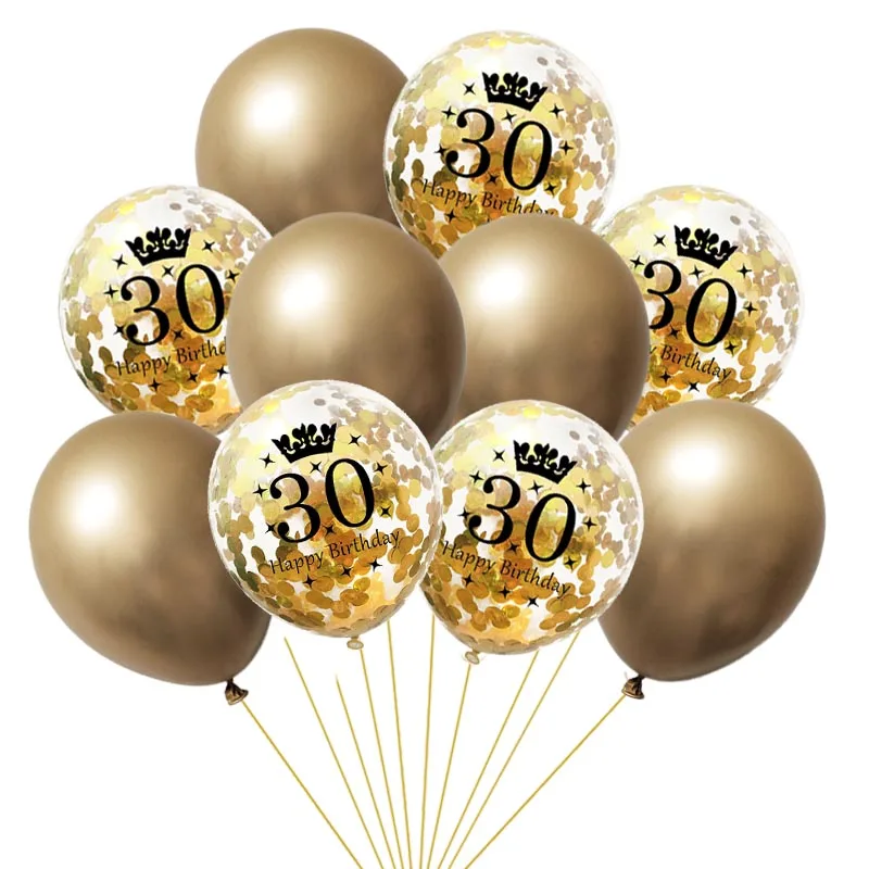 18th 21st 30th 40th 50th 60th День рождения воздушный шар "Конфетти" цвет серебристый, золотой латекс Globos 18 30 40 50 60 первого дня рождения Декор шарики