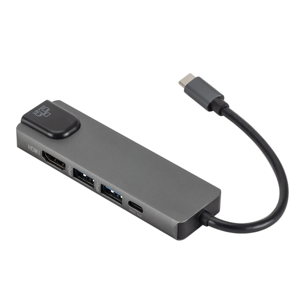 USB C концентратор адаптер с RJ45 Gigabit Ethernet, 2* usb порта, HDMI интерфейс, Micro USB порт