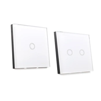 

2pcs Light Switch with Wall Switch Glass Contact Sn Remote Control ,1-Way White Switch & 2-Way White Switch