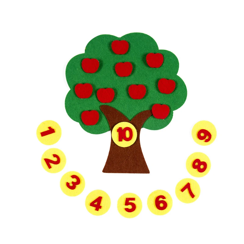 tree Saizhi детские игрушки яблоко спичка цифровой обучающий нетканый пазл математическая игрушка креативная развивающая игрушка для детского сада - Цвет: tree