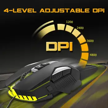 

Wired Optical Gamer Gaming Mouse 4800DPI Adjustable Portable RGB Luminous Computer Mice USB Cable Mouse For Laptop PC