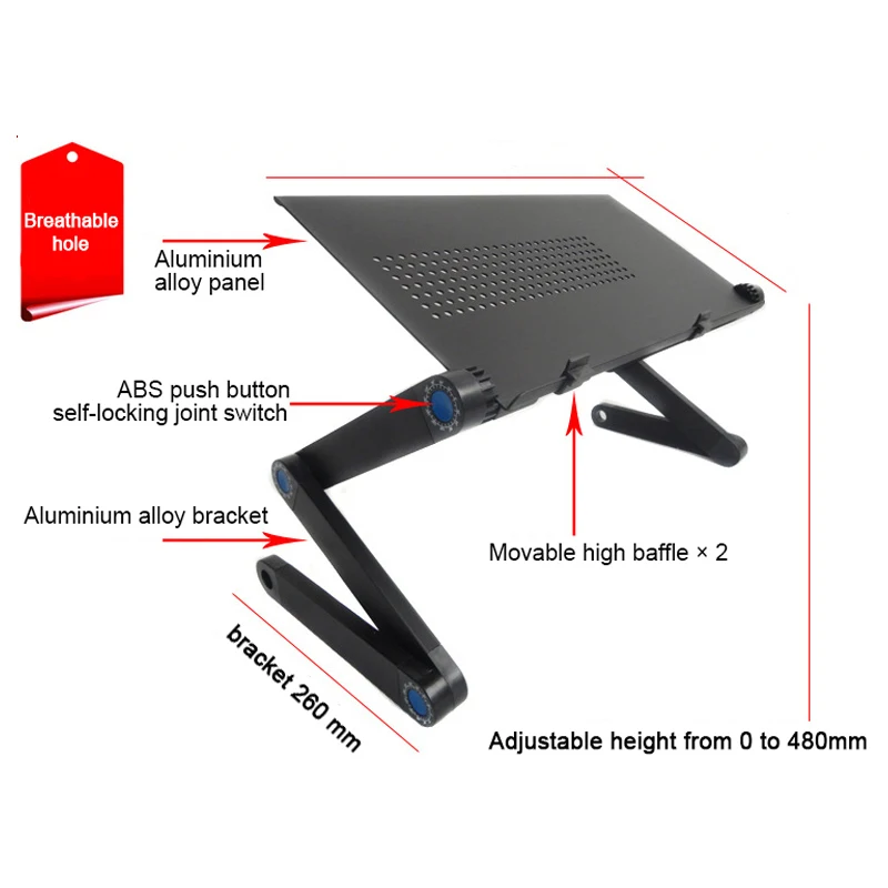 Cooling Fan Laptop desk Portable Adjustable Foldable Computer Desks Notebook Holder tv bed PC Lapdesk Table Stand With Mouse Pad 2