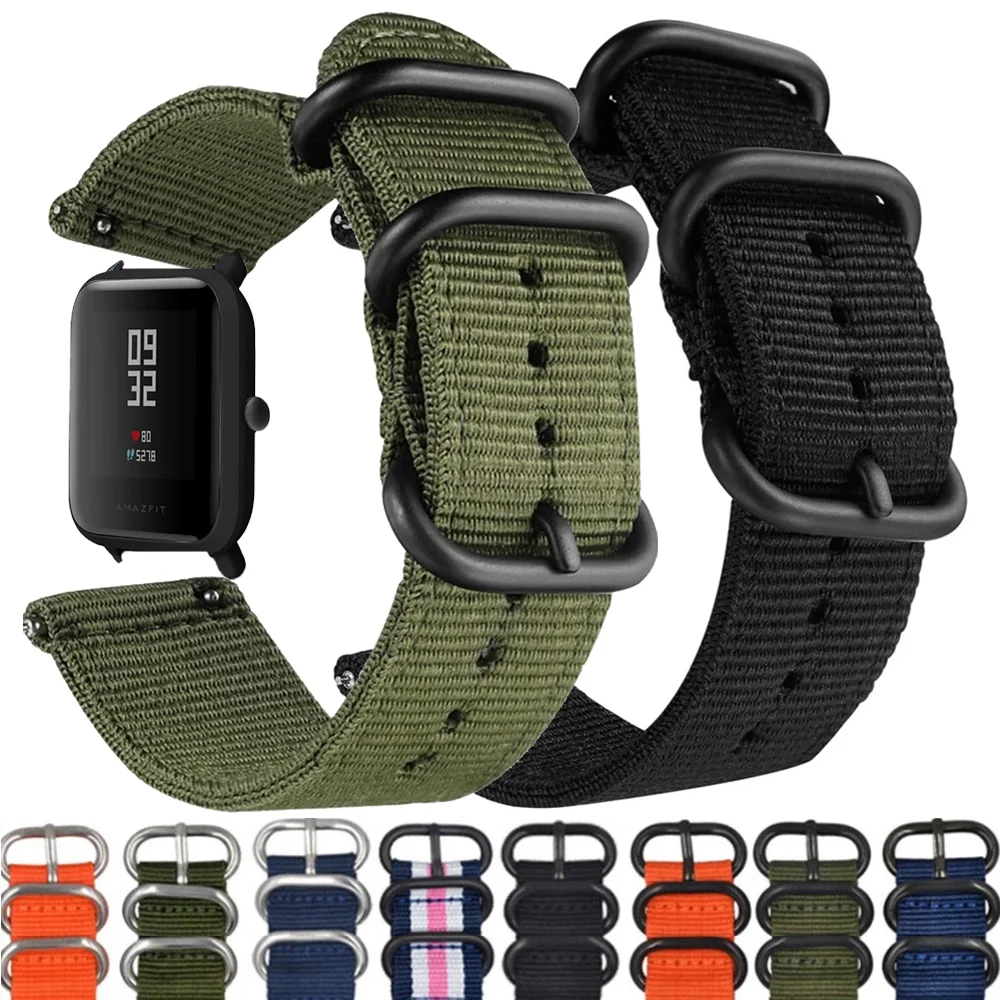 Banda para Amazfit Gts / 2/2e / 4/3 / mini Gtr 2/3 / pro / 4 / u / stratos  2 3 Pulsera de reloj de nylon Pulseira 20mm 22mm Correa Amazfit Bip Correa