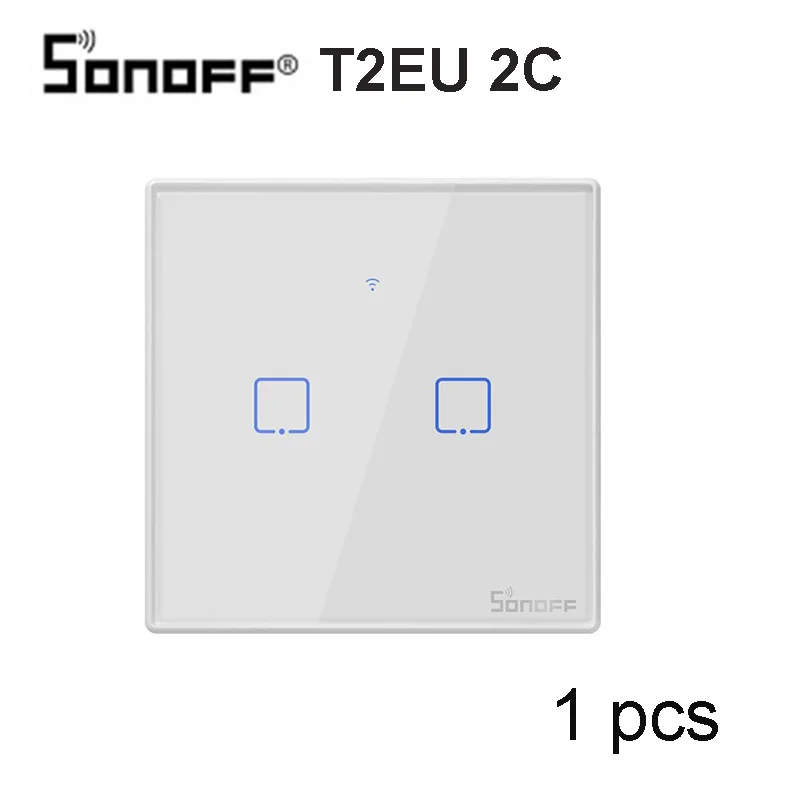 Sonoff T1 ЕС Smart Wi-Fi стены сенсорный выключатель света 1 Gang 2-местная Wifi/RF 433/APP дистанционного контроллер для умного дома работать с Alexa - Комплект: T2EU- 2C-1 pcs