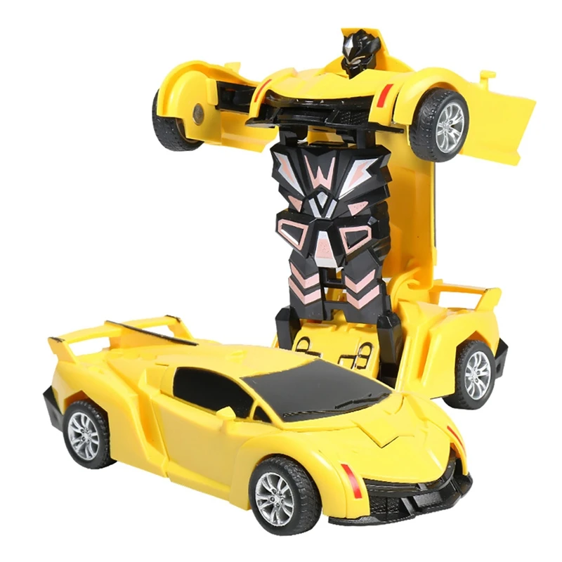 1/18 Electric Telecontrol Car 1 Button Remote Control Deformable Vehicle Robot Simulation Deformation Car Model Cool Toys Gift - Цвет: Yellow  non-electric