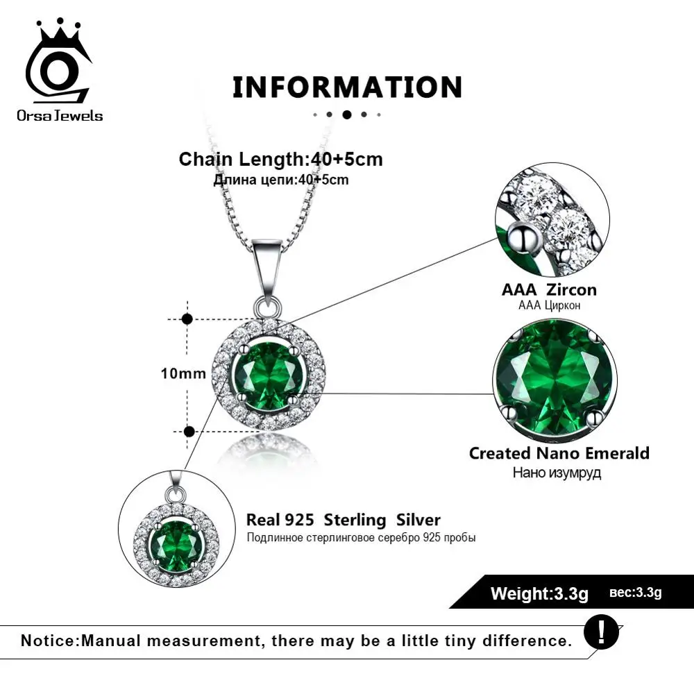 ORSA JEWELS 925 серебряные серьги для женщин твердые капли воды AAA зеленый кубический циркон женские ювелирные изделия подарки для девушек SE58