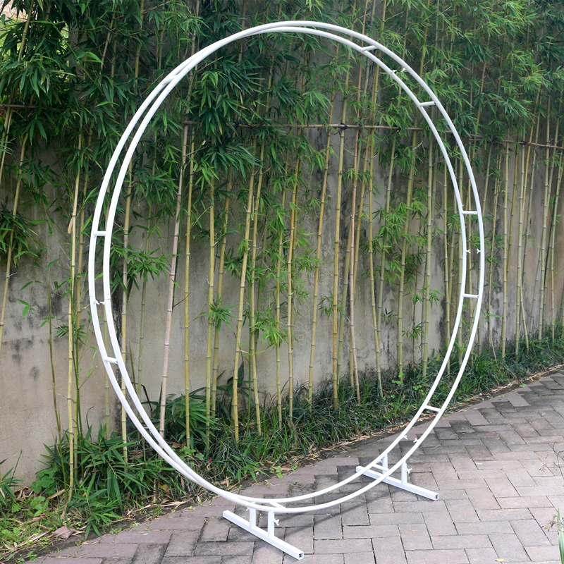 JAROWN Wedding Party Props Backdrop Iron Arch Stand Decor Double Round Ring Arch Frame Decorative Flower Arch Door Decoration (2)