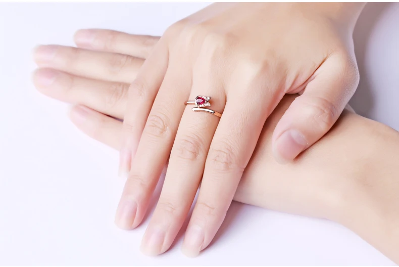 SLFD Natural ruby 18K Pure Gold New Hot Selling Top Ring Women Heart Shape Ring For Ladies Woman Genuine Jewelry