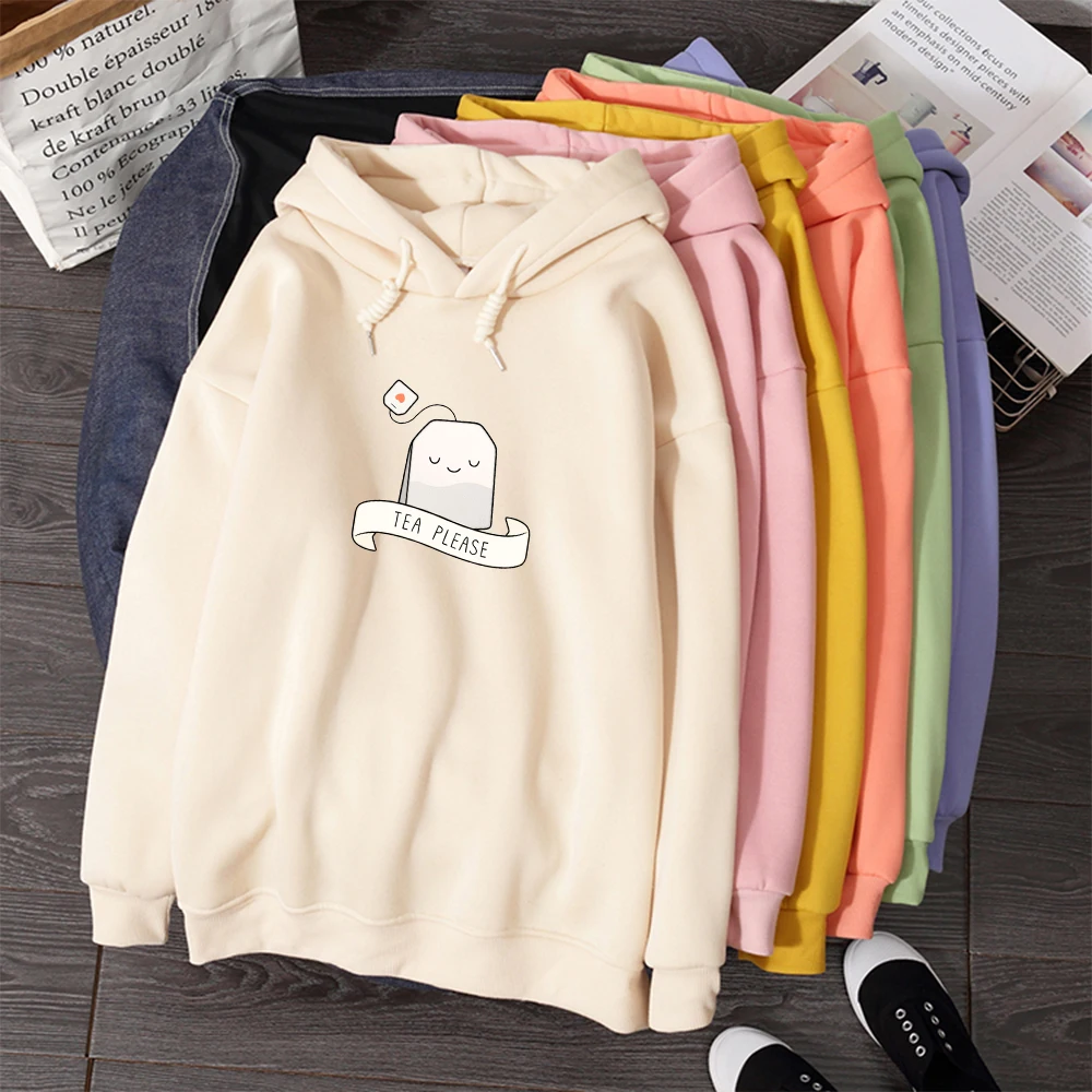 

Plus Velvet Thick Hoodies Autumn Winter Korean Fashion Loose Sweatshirts Female Hooded Jacket Coat Hoody Clothes Tracksuit Tops