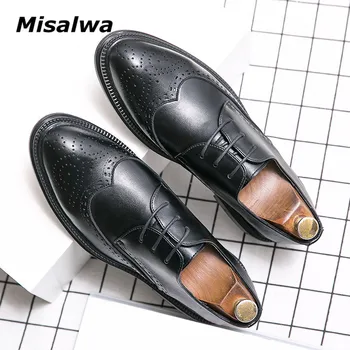 

Misalwa Size 38-45 Brogue Men Dress Shoes British Gentleman Fashion Tide Male Formal Business Wedding Shoes