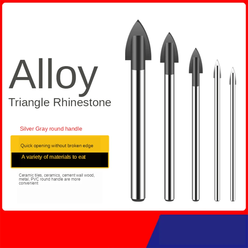 

Quality Drill Bits Silver grey round handle Carbide Alloy Triangle Glass Drill Power Hand Tools Set