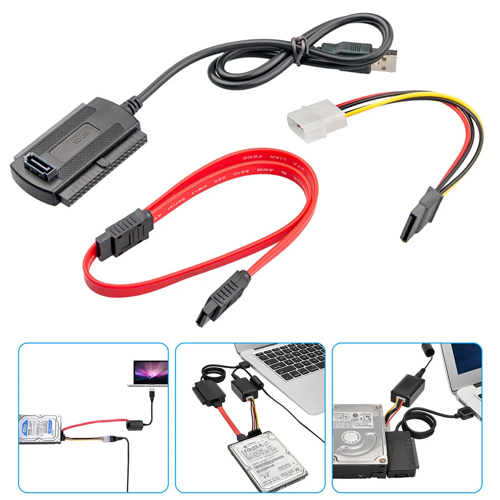 USB 2.0 to IDE/SATA Drive Adapter Converter Cable For Hard Drive Disk 2.5 3 Inch ING-SHIPPING - Color: Black