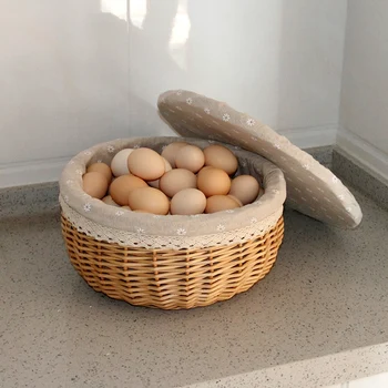 

Daisy Pattern Rattan Storage Basket Fruit Snack Storage Box Picnic Basket Wedding Decoration Outdoor Home Desktop Decoration