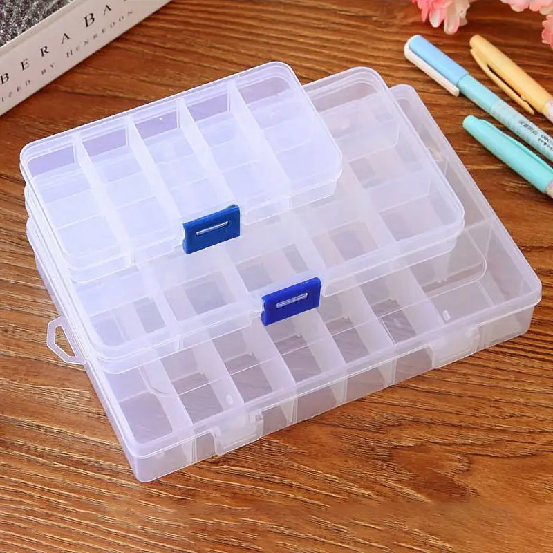 

Home Storage Case Compartment Transparent Medicine Box Grid Adjustable Plastic Jewelry Medicine Packaging Organizer
