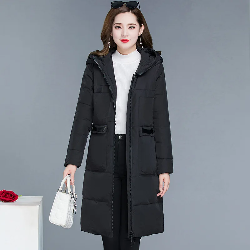

Simple Long Large Size Fashion Cotton Coat 2019 Winter New Style Korean-style Slim Fit Slimming Commuting Versatile Warm Cotton-
