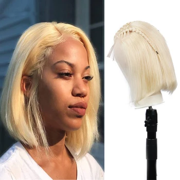 

Brenda Hair 613 Blonde Short Bob Human Hair Wigs Brazilian Straight 150% Density Bob Lace Wigs Pre Plucked For Black Women