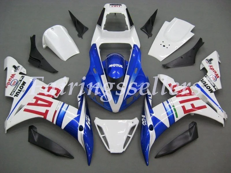 Горячая Распродажа YZF1000 R1 полный комплект для Yamaha Yzf R1 02 03 спортивные обтекатели для мотоцикла(литье под давлением) синий - Цвет: White Blue
