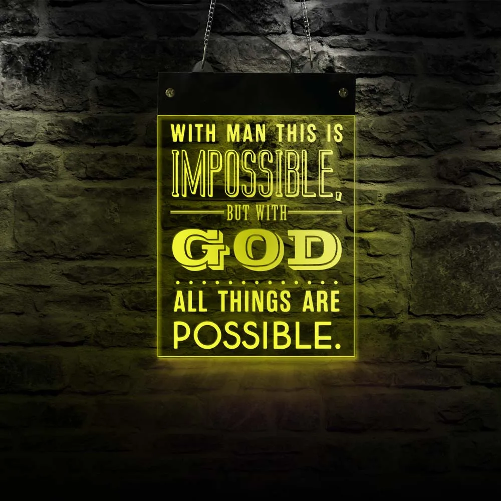 Bible verse wall art sign With God all things are possible Matthew