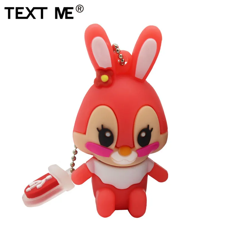 Флеш-накопитель TEXT ME, 64 ГБ, usb 2,0, 4 ГБ, 8 ГБ, 16 ГБ, 32 ГБ, флеш-накопитель, милый, серый, розовый, модель, кролик, мультфильм, usb