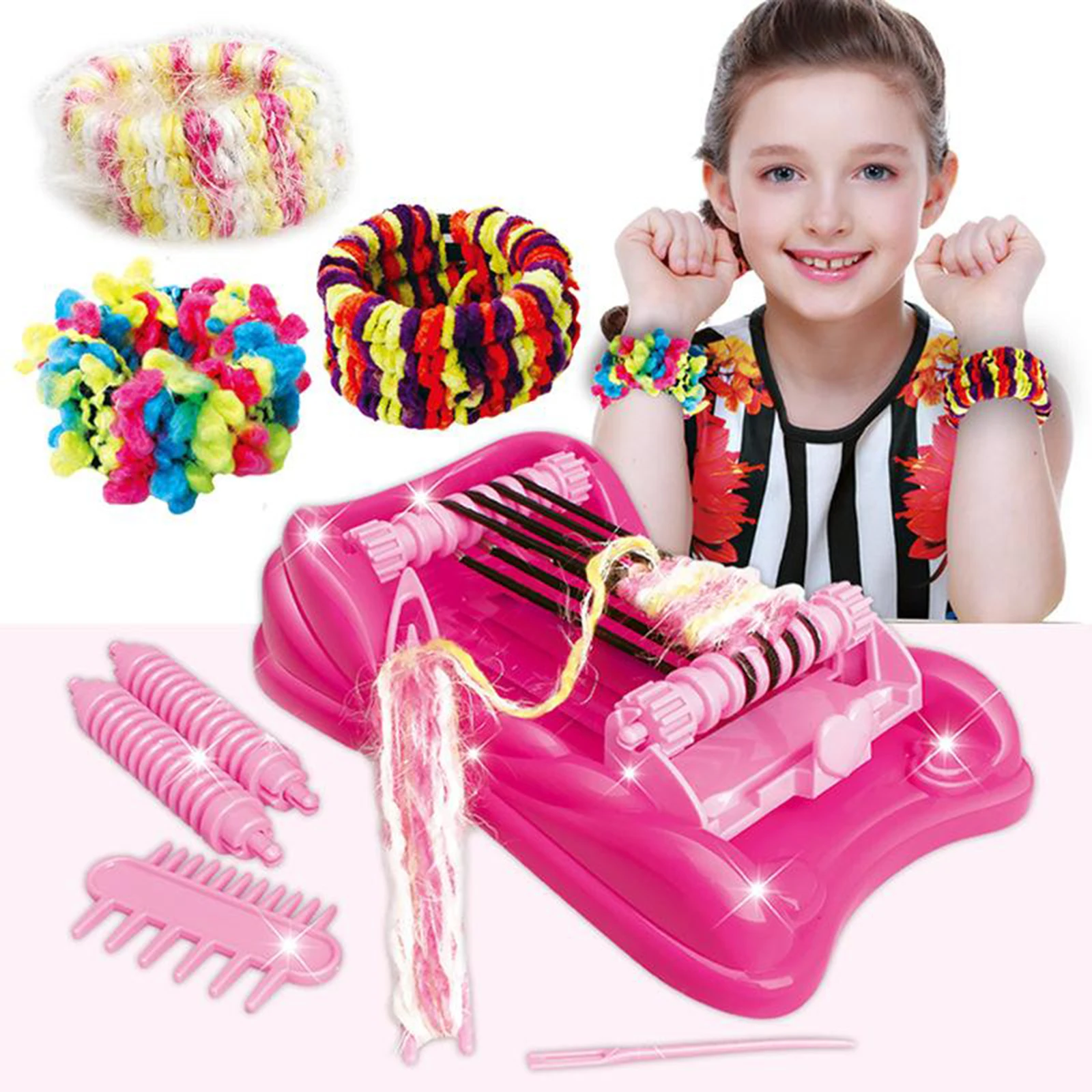 Knitting Machine Knitting Hairband Machine DIY Hand Knitting Maker for Beginners Kids Adults Girls Pretend Beauty Toy