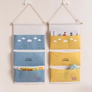 

light color cute canvas rain drop wall door hanging bag thick waterproof cloth storage organization bag home wall decor 4 colors