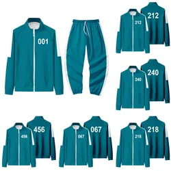 New Squid Game Sweatshirts Sets For Mens And Womens Autumn And Winter Sports Zipper Cardigan Digital Printing Pocket Sweater Set