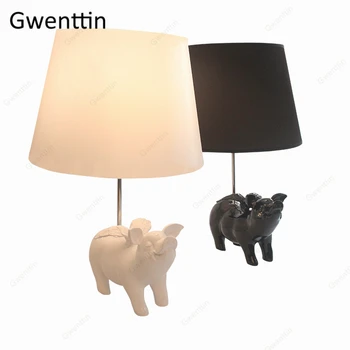 

Flying Pig Angle Table Lamp Resin Creative Home Art Decor Desk Lights Bedroom Bedside Lamps Modern Led Light Fixtures Luminarias
