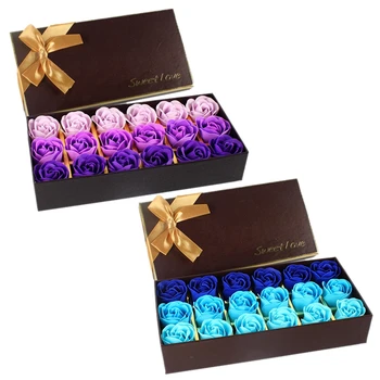 

Creative Gradient Simulation Rose Soap Flower 18Pcs Purple & 18Pcs Blue