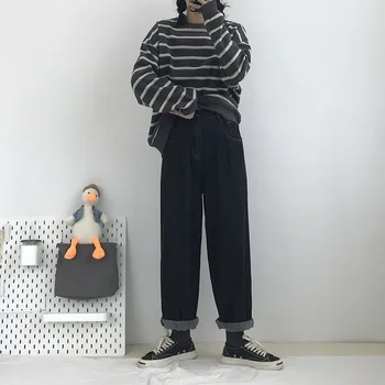

K8326 Elegant Style Thicken Catch Velvet Black Cowboy Radish Pants Loose Leisure Torre Pants Female 2019 Winter