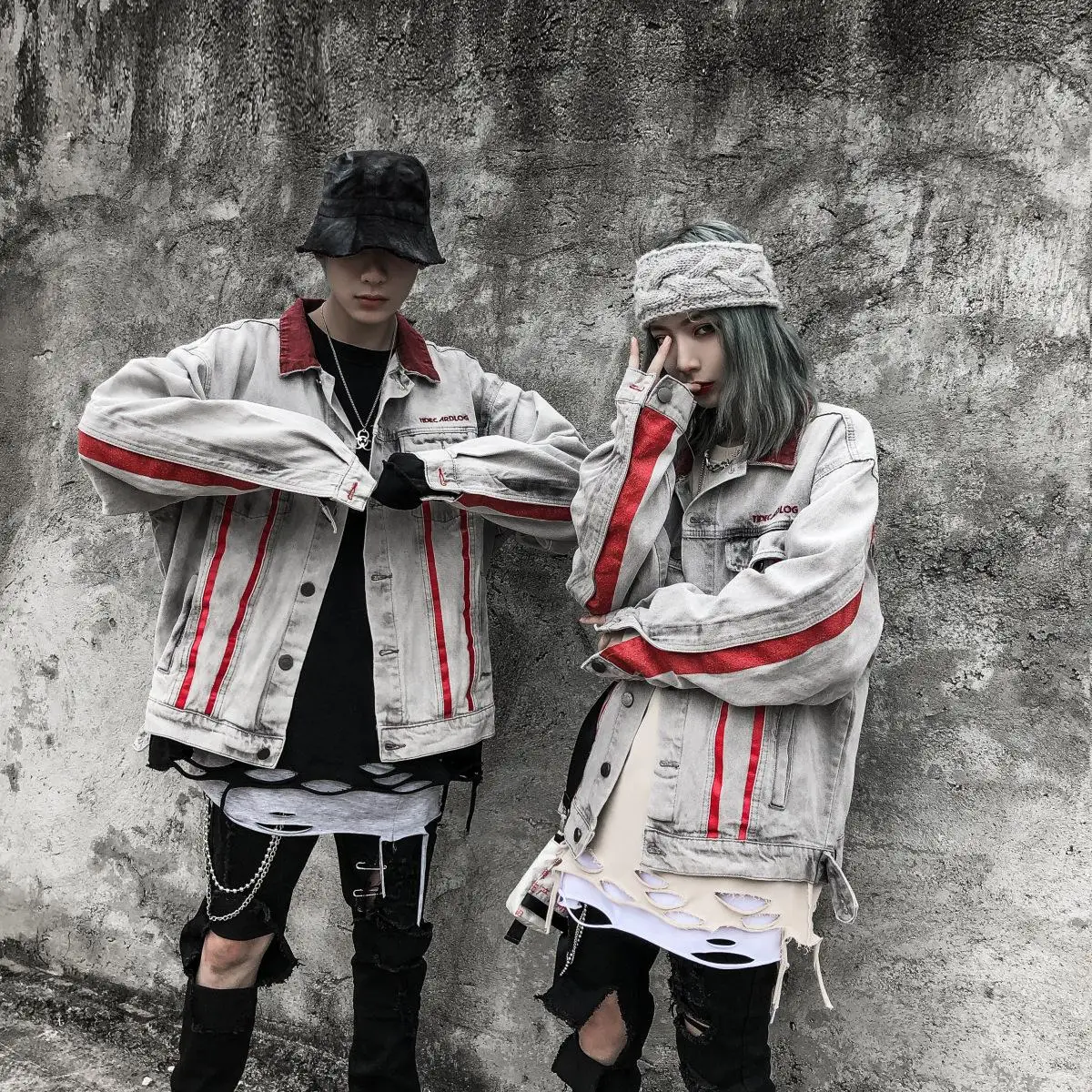 

Sweethearts outfit new winter the tides easing cowboy shirt male high quality original popular logo blow hole in a jacket