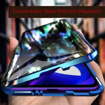 

For Coque Huawei Honor 9X Case Honor 9X 20 Pro Metal Magnet Armor 360 Full Hard Glass Protect Cover Clear Cases For Honor 9X 20