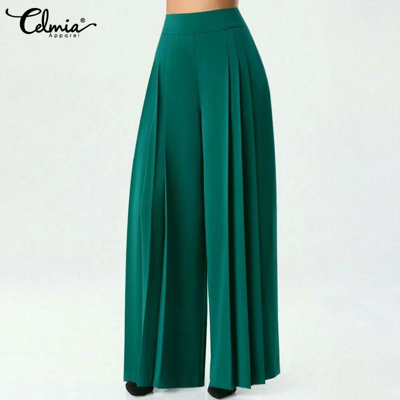 Women‘s Pants 2022 Autumn Wide Leg Trousers Elastic High Waist Pleated Pantalon Casual Loose Solid Color Office Lady Long Bottom | Женская