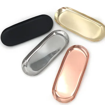 

New Colorful Metal Storage Tray Gold Oval Dotted Fruit Plate Small Items Jewelry Display Tray Mirror Storage Tray