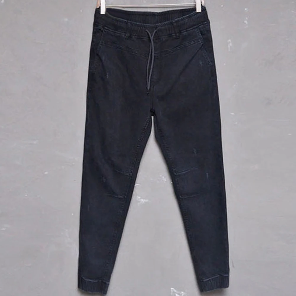 Fashion Men Ripped Skinny Jeans Stretch Destroyed Frayed Denim Pant with Zipper Pencil Pants Trousers Men Clothes