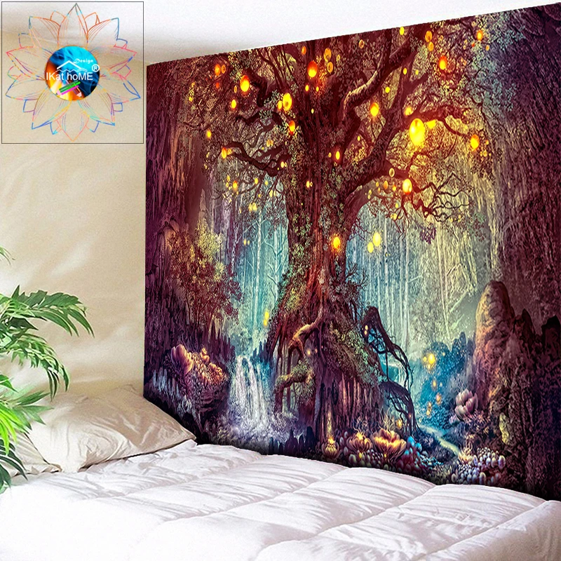 

Large Tree Tapestry Wall Hanging Psychedelic Forest Wall Tapestry Bohemian Indian Mandala Hippie Tapestry for Bedroom Wall Art
