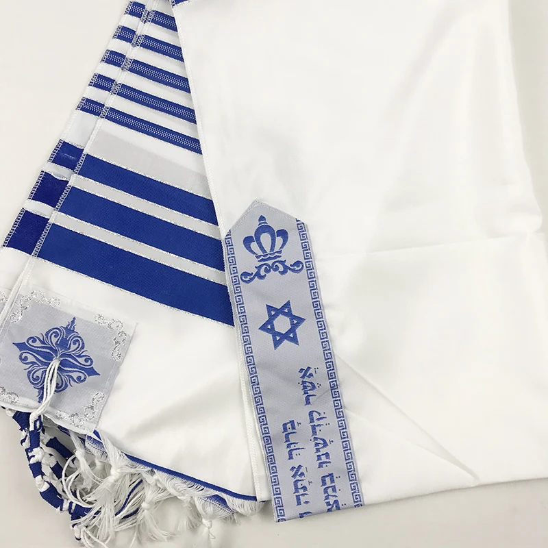 best scarves for men Judaism Tzitzits Set of Four White with Blue Thread - Tassels (with Longer Blue Messiah Thread) Royal Blue Tzitzit male scarf