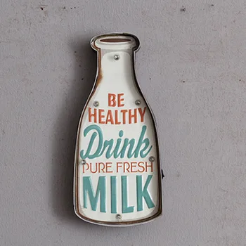 

New Milk Bottle Iron American Wall Decoration Wall Hanging LED Light Wall Decoration for Cafe Bar Wy11307