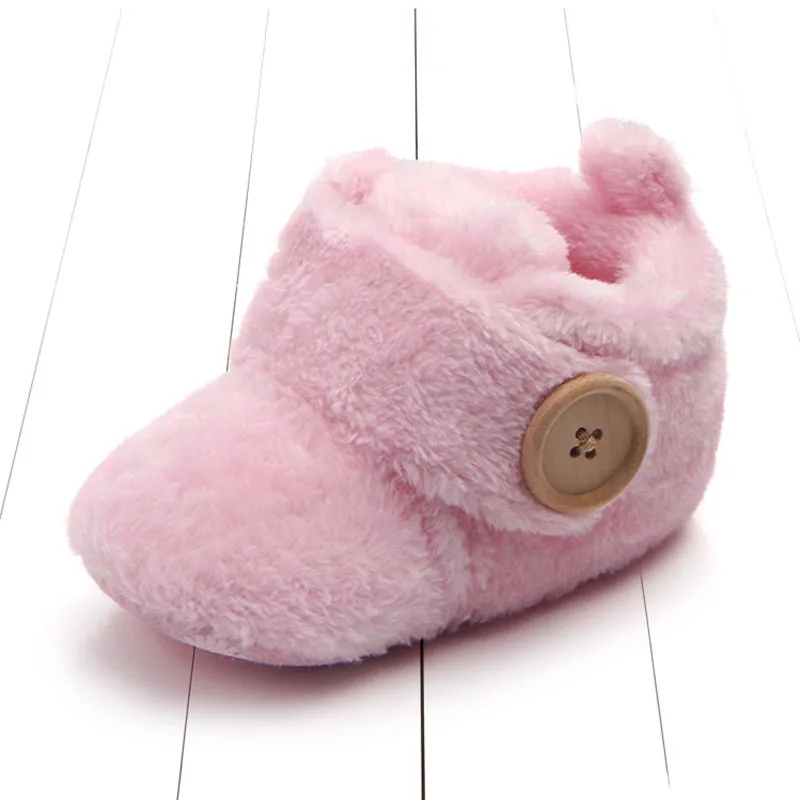 pink 11cm Коралловая флисовая обувь для маленьких мальчиков и девочек; зимние Нескользящие ботинки для новорожденных; обувь для маленьких мальчиков и девочек; Schoenen - Цвет: pink 11cm