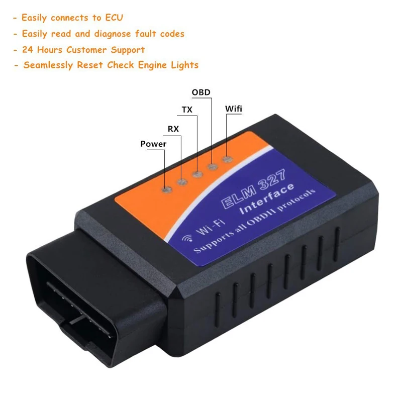 ELM327 V1.5 OBD2 wifi сканер ELM327 Wi-Fi OBDII elm 327 V 1,5 OBD 2 Автомобильный диагностический инструмент ODB2 считыватель кодов для Android/IOS