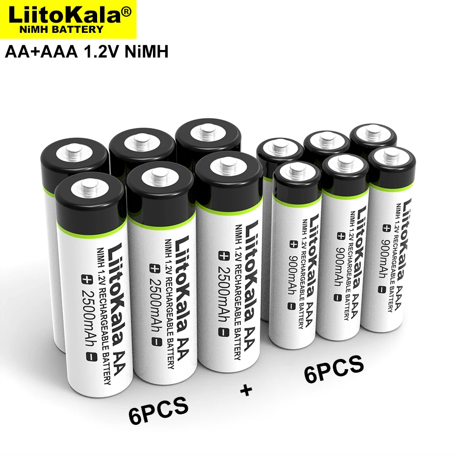 Liitokala Original 1.2V AA 2500mAh AAA 900mAh Ni-MH Rechargeable Battery For Temperature Gun Remote Control Mouse Toy Batteries |