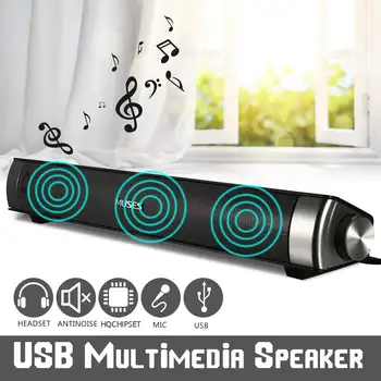 

Speaker Wired Soundbar Speaker HIFI Bass Stereo Sound Bar with USB AUX Mic for Computer PC Smartphone TV Home Theater Laptop