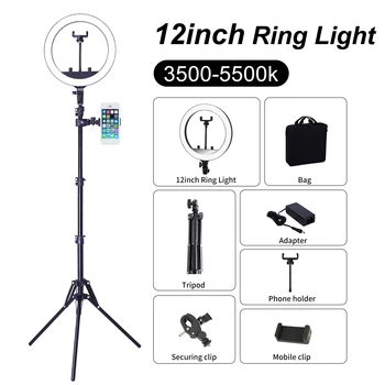 

LED Ring Light 12 Inch With Stand Photography Product Youtube Video Live 3500-5500k Studio Photo Makeup Lampe Ring Light