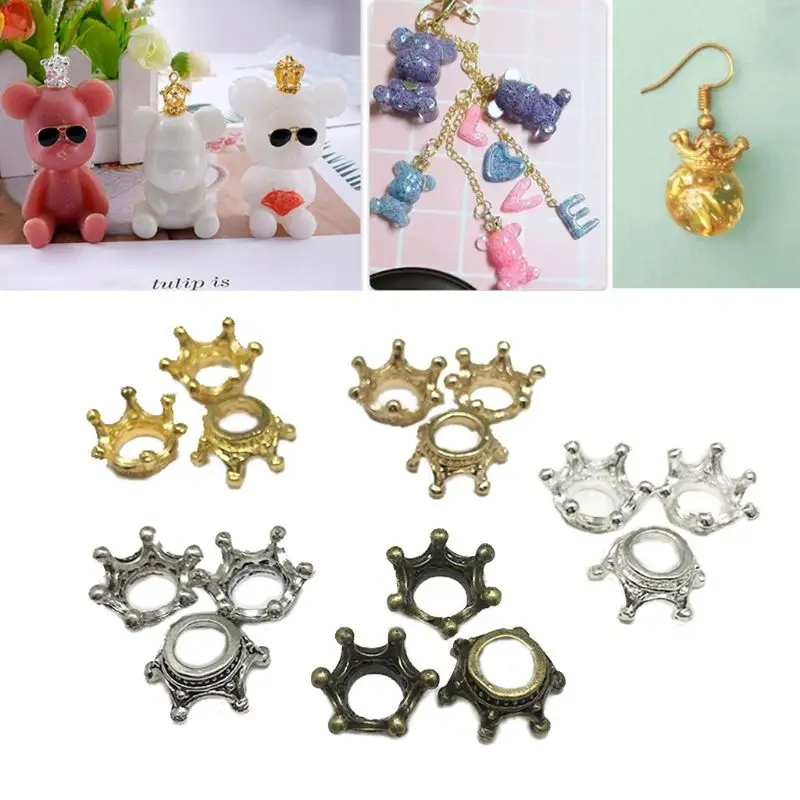

75Pcs Crown Bead Caps Imperial Crown Epoxy Resin Hangers Pendants Jewelry Making